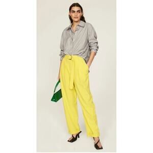 RTR sz 6 Tanya Taylor Light yellow Tyler cuffed pull tie waist belted pants